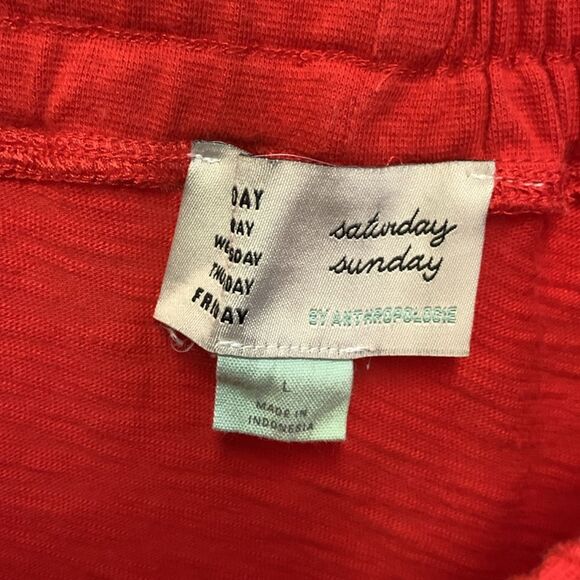 Saturday Sunday Anthropologie Felicia Orange Red SS Boho Peasant Top Size L - Picture 5 of 11